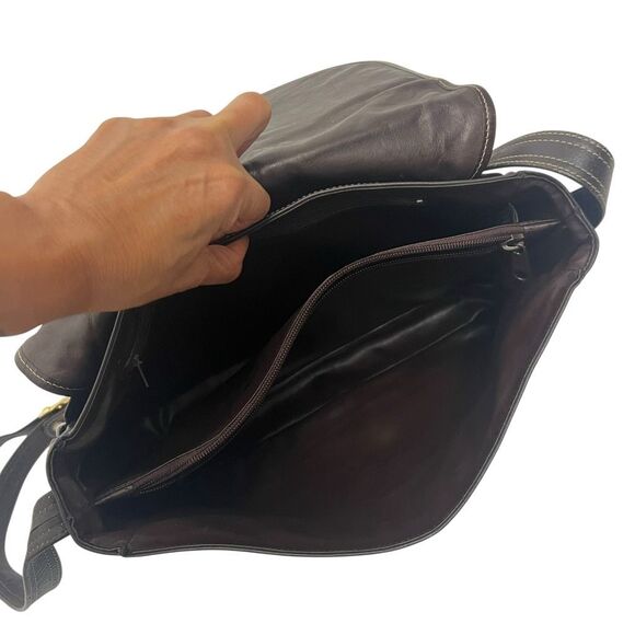 BALLY Shoulder Bag or Crossbody Purse Vintage in Dark Brown Leather Authentic - Picture 6 of 10